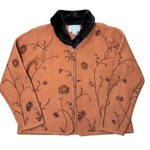 Vintage Wondra Wool by Knitting Needles Wool Jacket Women's Size Large Floral